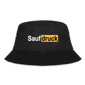 Saufdruck | SAUFEN - cooles Party Design. - Bucket Hat - Schwarz - Vorne - Lela (165cm)