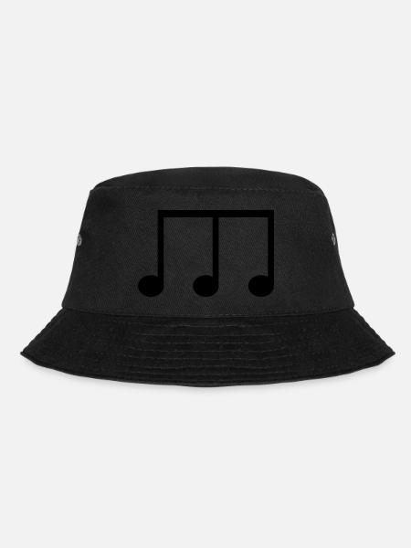 Eighth note symbol with three note heads - Bucket Hat - black