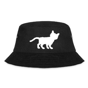 Stehende Katze Silhouette Kätzchen Schatten Umriss - Bucket Hat - Schwarz - Vorne - Lela (165cm)