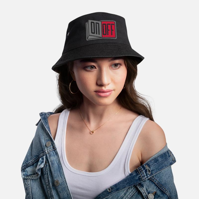 button off on schalter taste einschalten ausschalt Bucket Hat
