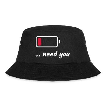 Low Battery Need You Weiß - Bucket Hat - Schwarz - Vorne - Lela (165cm)