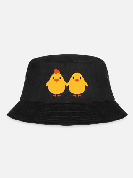 Küken Liebespaar Hahn und Henne - Bucket Hat - Schwarz