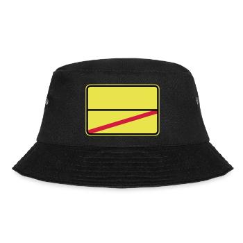 Verkehrsschild zum Personalisieren mit deinem Text - Bucket Hat - Schwarz - Vorne - Lela (165cm)