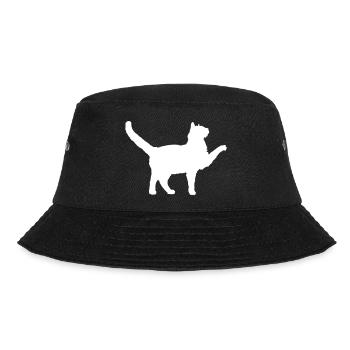 Cat silhouette greeting paw stretching begging - Bucket Hat - black - Front - Lela (165cm)