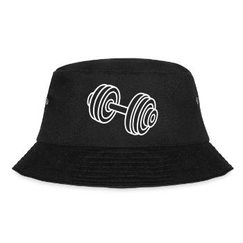 Hantel Gewichte Symbol - Bucket Hat - Schwarz - Vorne - Lela (165cm)
