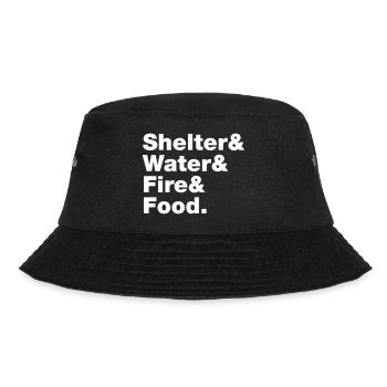 Survival (Shelter & Water & Fire & Food.) - Bucket Hat - black - Front - Lela (165cm)