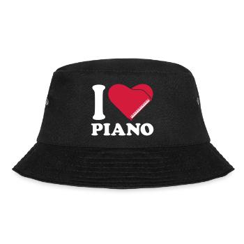 I Love Klavier Piano Herz Musik Instrument Liebe - Bucket Hat - Schwarz - Vorne - Lela (165cm)