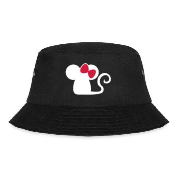Mäuschen Schleife / mouse with bow Niedliche Maus - Bucket Hat - Schwarz - Vorne - Lela (165cm)