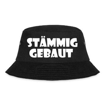 Stämmig gebaut - Schriftzug - Bucket Hat - Schwarz - Vorne - Lela (165cm)