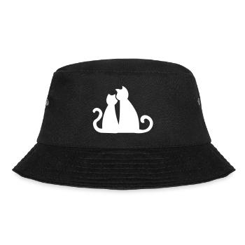 Katzenpaar / cat couple / Couple de chats / Katzen - Bucket Hat - Schwarz - Vorne - Lela (165cm)