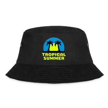 Tropical summer (Sonne, Himmelsgewölbe, Palmen) - Bucket Hat - Schwarz - Vorne - Lela (165cm)