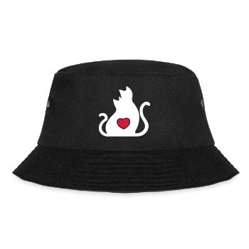 Katzen Liebe Verliebte / Cats in love / - Bucket Hat - Schwarz - Vorne - Lela (165cm)