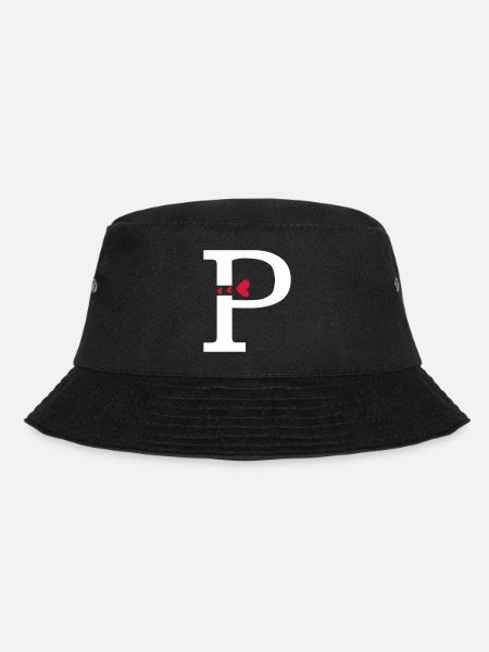 Großbuchstabe P mit Herzen - Bucket Hat - Schwarz