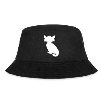 Sitzende Katze Silhouette Kätzchen Schatten Umriss - Bucket Hat - Schwarz - Vorne - Lela (165cm)