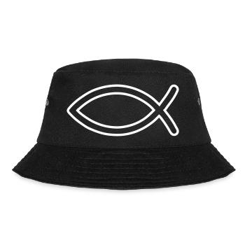 Jesus Fisch Symbol - Bucket Hat - Schwarz - Vorne - Lela (165cm)
