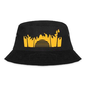 Palmen Streifen Sonne Bäume Strand Urlaub Meer Fun - Bucket Hat - Schwarz - Vorne - Lela (165cm)