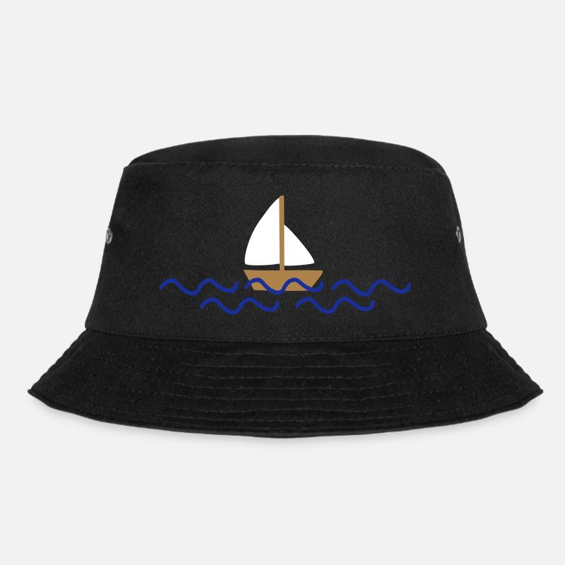 Schiff mit Wellen - Bucket Hat - Schwarz