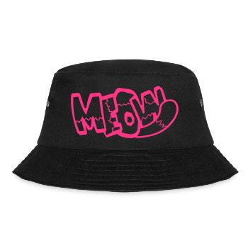 Meow Cat Comic Text Meow Funny Cartoon Quote - Bucket Hat - black - Front - Lela (165cm)