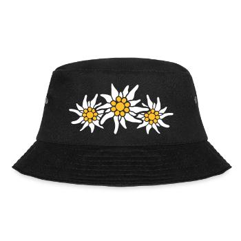 Weiße Alpen Edelweiß Blume Bergblume Berge Wandern - Bucket Hat - Schwarz - Vorne - Lela (165cm)
