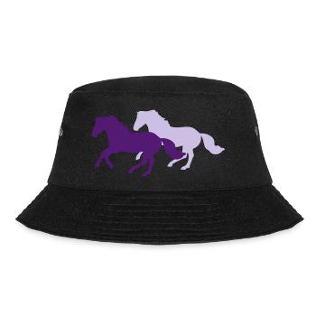 Two galloping horses - you can change all colours - Bucket Hat - black - Front - Lela (165cm)