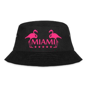Miami USA 2 Flamingos Sterne Vögel Amerika Florida - Bucket Hat - Schwarz - Vorne - Lela (165cm)