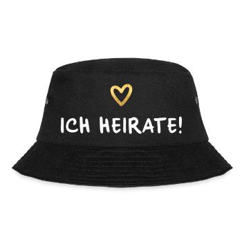 Ich heirate Herz gold Hochzeit Geschenk - Bucket Hat - Schwarz - Vorne - Lela (165cm)