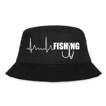 Fishing Herzschlag EKG Puls Angeln Haken - Bucket Hat - Schwarz - Vorne - Lela (165cm)