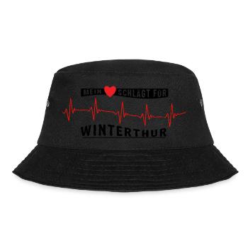 Mein Herz schlägt für Winterthur | VEKTOR - Bucket Hat - Schwarz - Vorne - Lela (165cm)