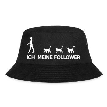 Frau mit Katzen Followern lustiger Katze Spruch 1 - Bucket Hat - Schwarz - Vorne - Lela (165cm)