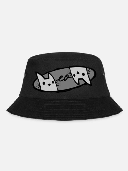 Meow 2 Cats Logo - Bucket Hat - black
