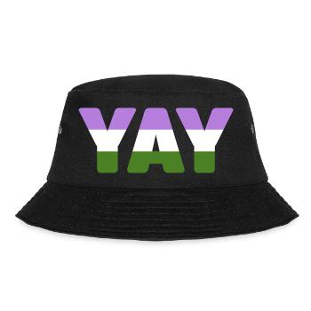 YAY Genderqueer - Bucket Hat - Schwarz - Vorne - Lela (165cm)
