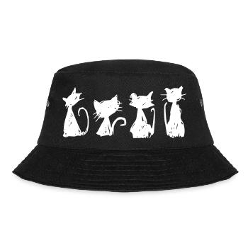 black cats sketches silhouettes drawing hand free hand - Bucket Hat - black - Front - Lela (165cm)