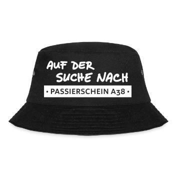 passierschein a38 - bürokratie - Bucket Hat - Schwarz - Vorne - Lela (165cm)