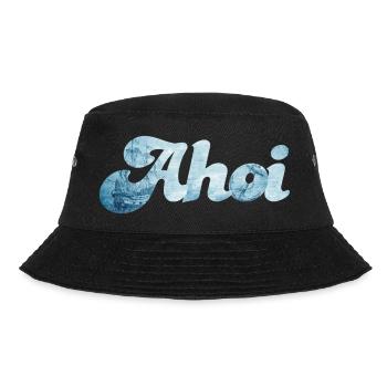 Schiff Ahoi Meer Ozean Schnörkelschrift maritim - Bucket Hat - Schwarz - Vorne - Lela (165cm)
