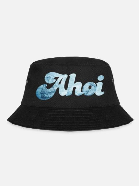 Schiff Ahoi Meer Ozean Schnörkelschrift maritim - Bucket Hat - Schwarz
