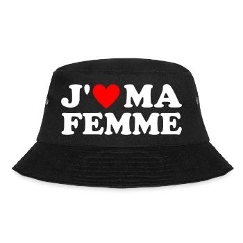 J' aime ma femme cadeau homme marié coeur rouge - Bob - noir - Devant - Lela (165cm)