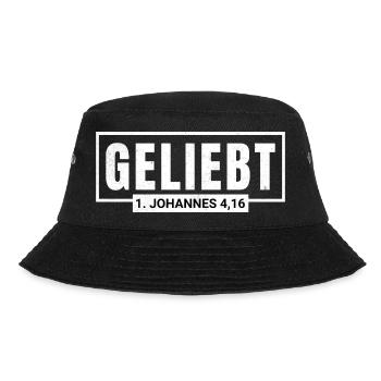 Geliebt 1. Johannes 4,16 - Bucket Hat - Schwarz - Vorne - Lela (165cm)