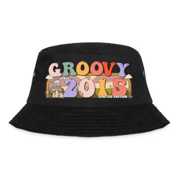 Groovy seit 2015 Retro Hippie 8. Geburtstag - Bucket Hat - Schwarz - Vorne - Lela (165cm)
