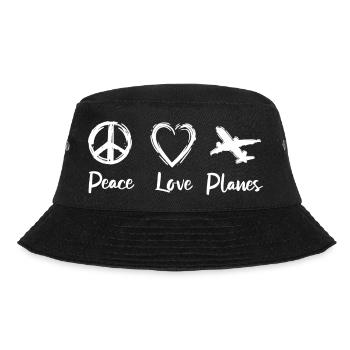 Peace Love Planes - Bucket Hat - Schwarz - Vorne - Lela (165cm)