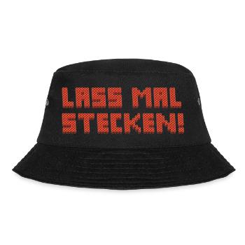 Bügelperlen Motiv "Lass mal stecken" - Bucket Hat - Schwarz - Vorne - Lela (165cm)