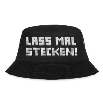 Bügelperlen Motiv "Lass mal stecken" (weiß) - Bucket Hat - Schwarz - Vorne - Lela (165cm)