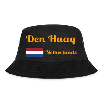 Den Den Haag Niederlande - Stilvolle Drucke - Bucket Hat - Schwarz - Vorne - Lela (165cm)