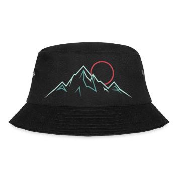 Minimalistische Bergkette mit aufgehender Sonne - Bucket Hat - Schwarz - Vorne - Lela (165cm)