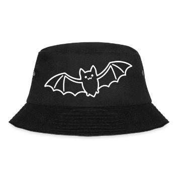 Bat Sketch – Simple Halloween Animal Motif - Bucket Hat - black - Front - Lela (165cm)