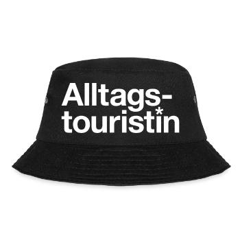 GODNEWS Everyday Tourist »Logo« (white) - Bucket Hat - black - Front - Lela (165cm)