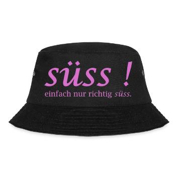 Süss! einfach nur richtig süss Schriftzug - Bucket Hat - Schwarz - Vorne - Lela (165cm)