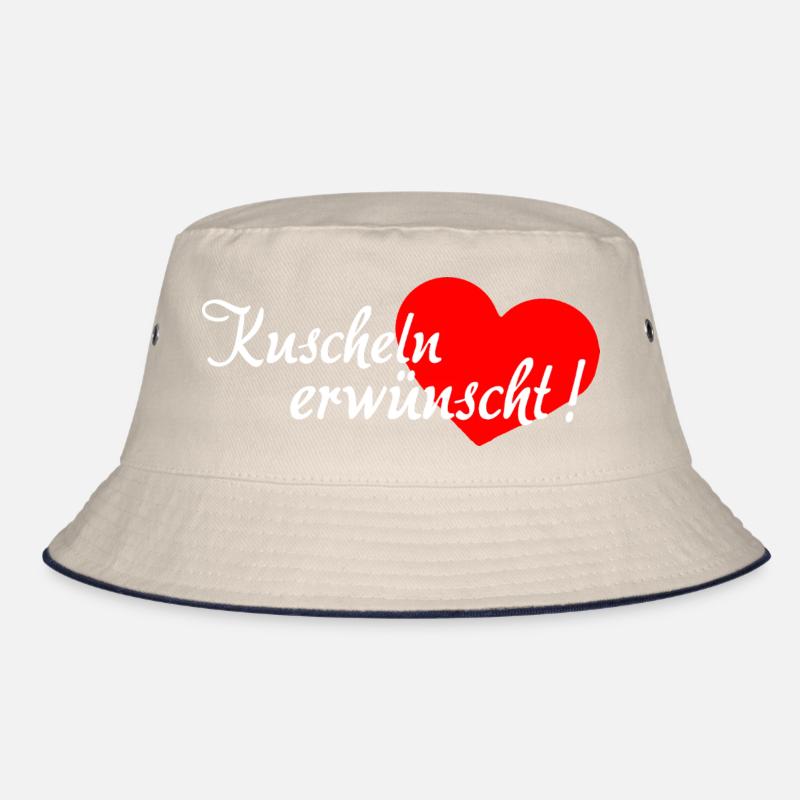 Cuddling Desired - White Red Bucket Hat