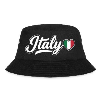 Italy Script with Flag Heart Fan Patriotic - Bucket Hat - black - Front - Lela (165cm)