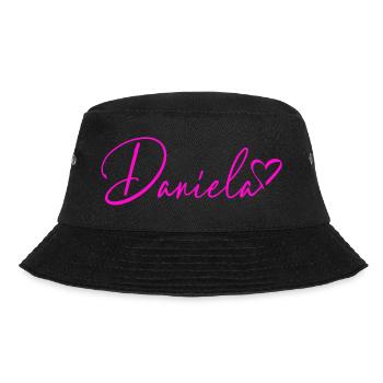Daniela Signatur Neon Pink - Bucket Hat - Schwarz - Vorne - Lela (165cm)