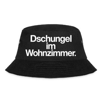 Dschungel im Wohnzimmer Spruch Pflanzen Motiv - Bucket Hat - Schwarz - Vorne - Lela (165cm)